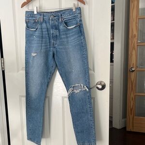 Levi's premium 501 Skinny Jeans Light Blue Distressed 29